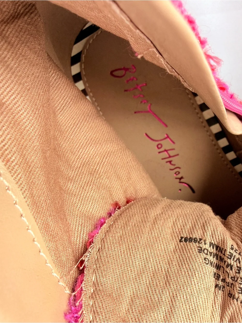 Betsey Johnson Hot Pink Tweed Pearl-Embellished Lace-Up Combat Boot